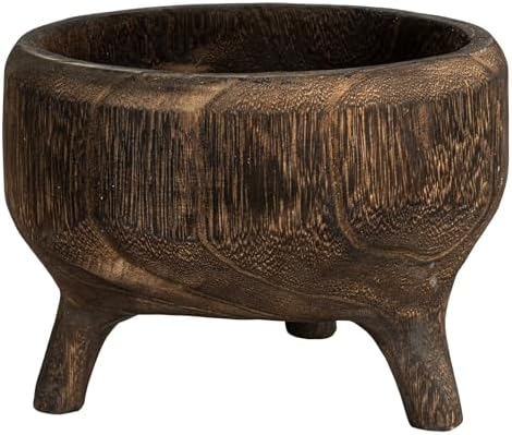 Creative Co-Op Rustic Paulownia Footed Wood Bowl, Charred Brown by Unknown