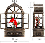 Cardinal Snow Globe Lantern Christmas Snow Globes Arched Window Shape Christmas Decorations Indoor for Home Timer Christmas Music Box, USB and Battery Powered - Image 5