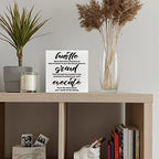 Inspirational Wooden Box Sign, Hustle Grind Execute, Inspirational Home Office Desk Decor, Motivational School Classroom Decoration, Positive Gifts for Women Men Coworkers Student 5 inches*5 inches - Image 4