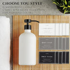 Glass Soap Dispenser Set of 2 (White) with Silicone Tray | Hand and Dish Soap Dispenser for Kitchen and Bathroom | 16.8 Oz Glass Bottles with Stainless Steel Pump & 15 Waterproof Labels (White/Black) - Image 5