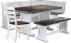 Pemberly Row 4-Piece Farmhouse Wood Breakfast Nook Set by PEMBERLYROW