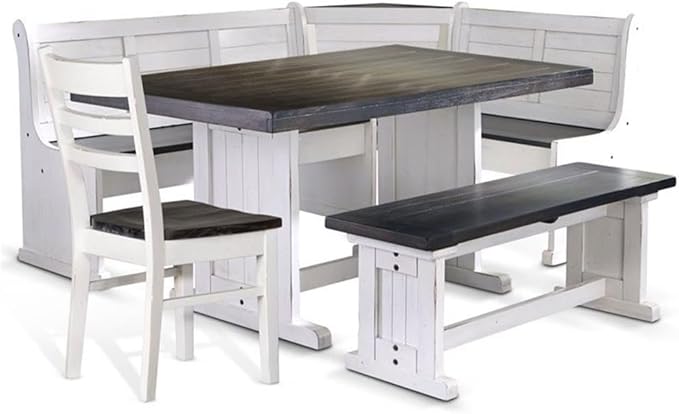 Pemberly Row 4-Piece Farmhouse Wood Breakfast Nook Set by PEMBERLYROW