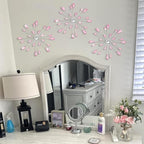 DXYAKY Set of 3 Pink Metal Starburst Wall Art Decor, Rhinestone Crystal Home Decor Accents, 11.8 Inch Decorative Wall Hanging Diamond, Jeweled Sparkle Wall Sculptures for Living Room Bedroom - Image 3