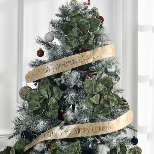 10 Pcs 9.4" Velvet Poinsettia Picks Glitter Artificial Christmas Flower Stems for Xmas Tree Wreath Garland Winter New Year Home Decoration, Green - Image 3