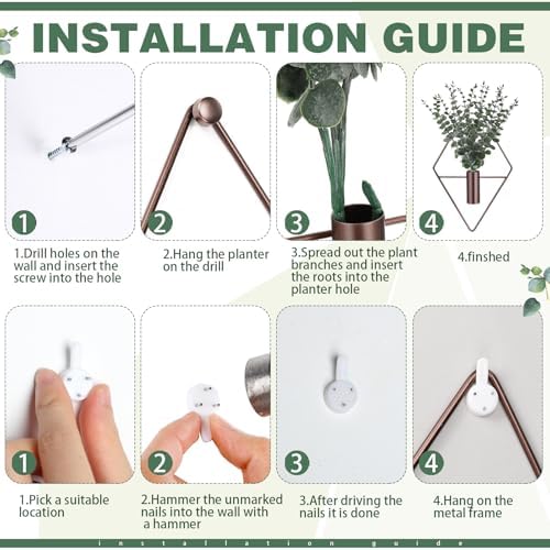 Jexine 2 Pcs Hanging Artificial Planters Wall Decor, Bronze, Eucalyptus - Image 3