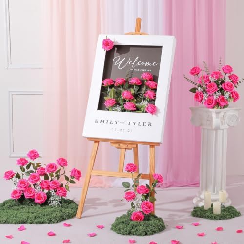 Nubry Artificial Silk Roses, 10pcs Lifelike Hot Pink Fake Rose - Image 7