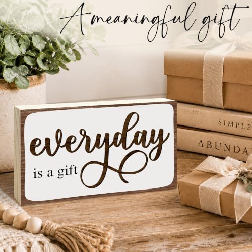 3x5 Inspirational Wooden Block Sign, Everyday Is a Gift, Rustic - Image 5
