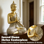 Gold Sitting Buddha Statue Decor Meditation Gifts Zen Art Indoor Statue - Image 5