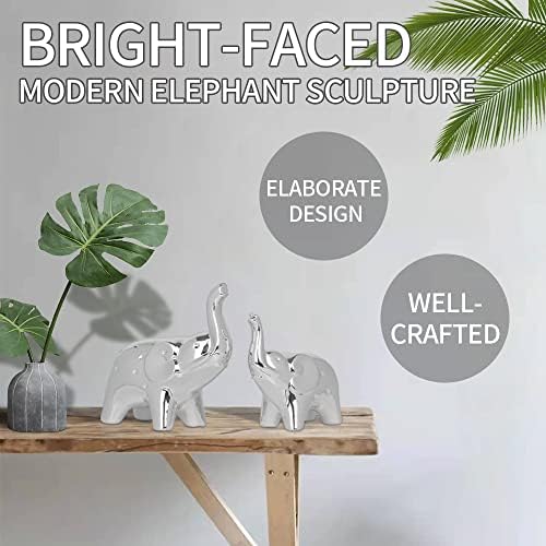 A Pair Elephant Statue Home Decor,Modern Style Figurines,Sculpture for ​Office Desktop Bookshelf Living Room (Silver) - Image 6