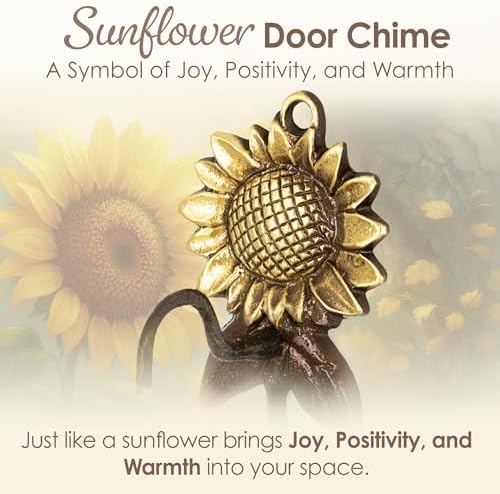 Solid Brass Shopkeepers Bell for Door Opening – Handmade in Korea – Feng Shui Wealth Chime for Business Entry & Home Decor – Housewarming Gift (Gold Sunflower) - Image 4