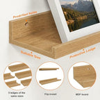 24inch Long Floating Shelves for Wall Decor, 5-Set Shelves with Lip, Oak - Image 4