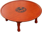 Folding Round Korean Printed Wooden Table – Multi-Use Low Table by Unknown