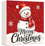 Christmas Decorations Cute Snowman Merry Christmas Wood Box Sign by GUDIO