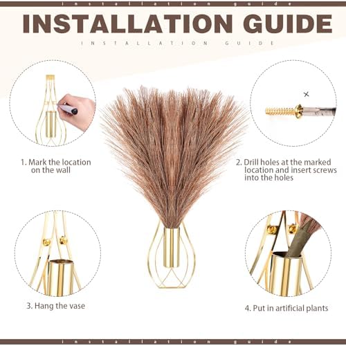 Otoolling 2 Pcs Hanging Plant Wall Decor, 12Inch Tall, Gold, Brown - Image 3