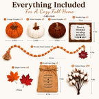 Thanksgiving Decor Set, Fall Decorations for Home with Pumpkins - Image 2