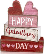 Yuntau 5 Pcs Happy Galentines Day Decorations Wood Block Tiered Tray Decor by Yuntau