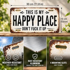 Love You, Bye – Vintage Metal Wall Sign, Metal Signs, Hallway Entryway Door Signs Decor, 16 X 4 Inch Aluminum Rustic Wall Art, Farmhouse Style Hanging Plaque for Decoration (1, Happy Place, L) - Image 2