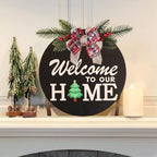 Interchangeable Welcome Sign for Front Door Decoration with 4 Seasonal Wreaths and 14 Holiday Icons, Black Welcome Door Hanger, Rustic Wooden Front Porch Sign Home décor（Black） - Image 5