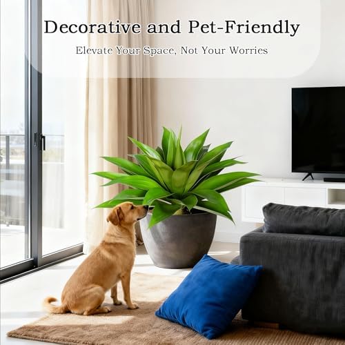 Artificial Agave Plant 25.6'' Fake Agave Plant Artificial Plants Outdoor Uv Resistant Artificial Fake Plants Suitable for Indoor Home Decor Outdoor Courtyard Balcony Terrace Decor 1Pcs (Green) - Image 5