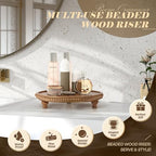 EOSAHR Round Wood Display Riser with Beads for Rustic Kitchen Decor, Brown - Image 5