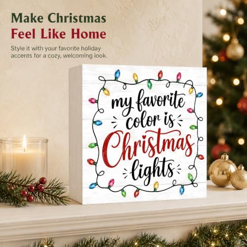 Christmas Decorations My Favorite Color Is Christmas Lights Wood Box Sign - Image 5