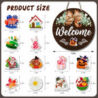 Interchangeable Welcome Sign Fall Halloween Front Porch Decoration - Image 2