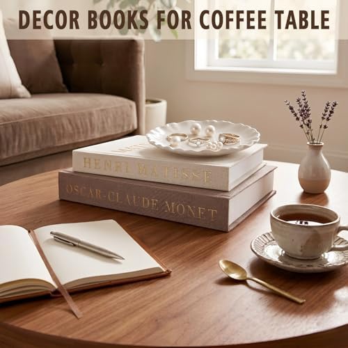Decorative Books Set with Tray, Linen Coffee Table Books Decor - Image 3