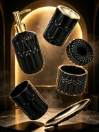 Matte Black Bathroom Accessories Set, Glass Bathroom Set, 5 Pcs - Image 2