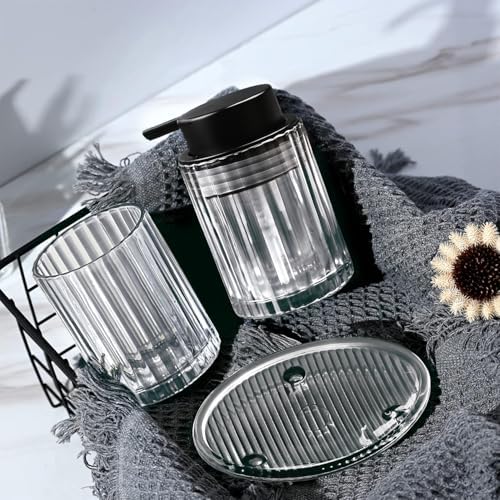 CERBIOR Bathroom Accessories Set, 4 PCS Glass Bathroom Set,Black Grey - Image 5