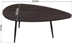 SAYGOER Oval Coffee Table Espresso Wood Mid Century Modern Coffee Tables Unique - Image 3