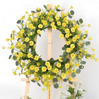 Pinkpum 22" Daisy Eucalyptus Wreath for Front Door, Artificial Spring Summer Floral Wreath for Front Door, Home Farmhouse Wedding Wall Window Decor - Image 6