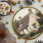 CUANFDDSF Vintage Rustic Countryside Round Wall Art, Retro Farmhouse Framed Hanging Wall Decor, Cottagecore Antique Country Landscape Canvas Prints Decorations for Home Bedroom Living Room, 10x10 Inch - Image 6
