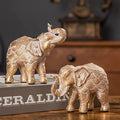 Small Elephant Statues Gold Home Decor Elephant Figurines with Trunk Up by Smadeer