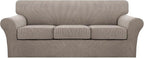 Turquoize 4 Piece Sofa Covers for 3 Cushion Couch Sofa Slipcover Soft Couch by Turquoize