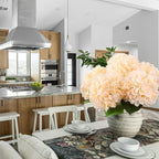 6PCS Large Silk Hydrangea Flowers, 20 in Full Faux Hydrangea Artificial Flowers with Stems Leaves for Fake Fall Bouquets Porch Party Wreath Anniversary Indoor Outdoor (Cream Champagne) - Image 2