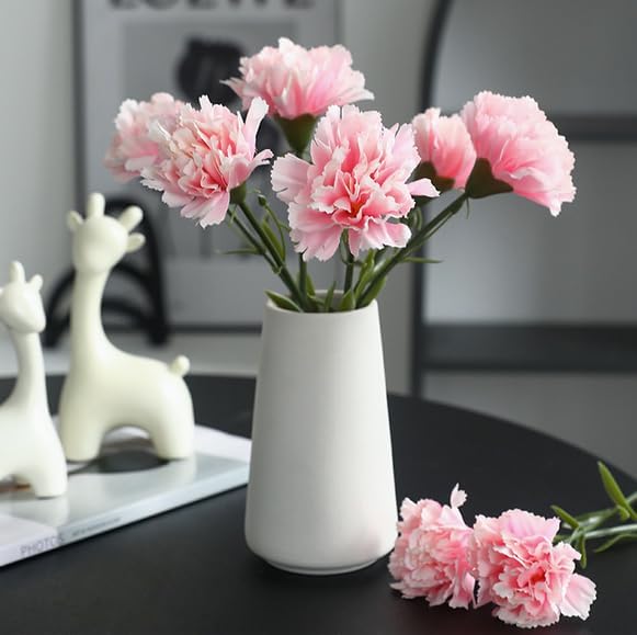 Rikyo 10pcs Pink Fake Carnation Flowers Stem, Realistic Silk Petals - Image 3