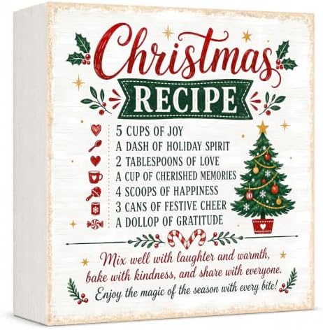 Christmas Kitchen Decor Gifts Christmas Recipe Wood Box Sign by GUDIO