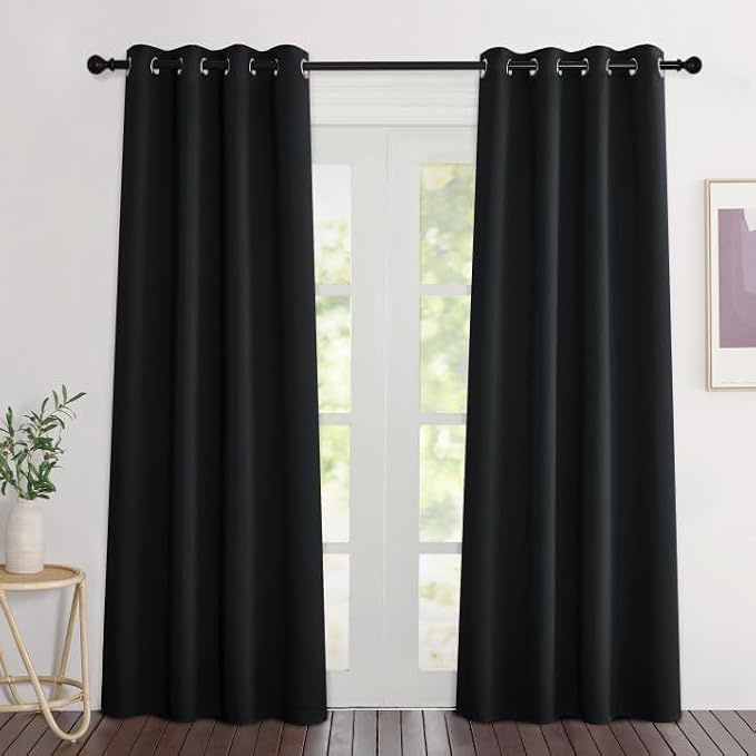 NICETOWN Black Blackout Curtains 84 inch Length 2 Panels, Grommet Thermal - Image 2