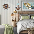 2 Pack 13" Nautical Beach Wooden Ship Wheel and 13" Wooden Anchor with Rope Nautical Boat Steering Wheel Rudder Anchor Wall Art Decor Door Hanging Ornament Beach Theme Home Decoration(Retro Brown) - Image 7
