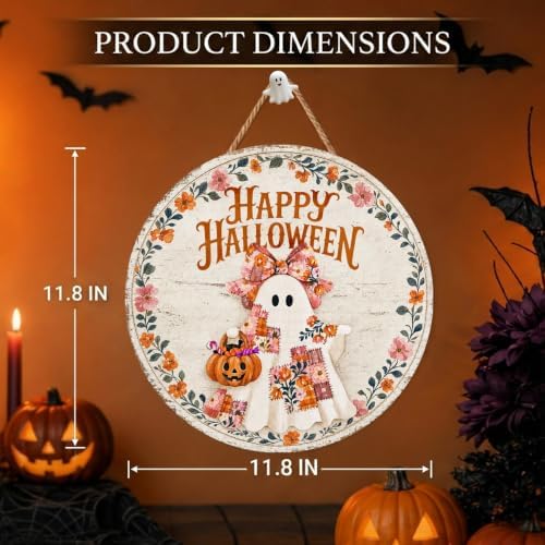 Halloween Decoration for Front Door, Halloween Welcome Wooden Hanging Sign - Image 2