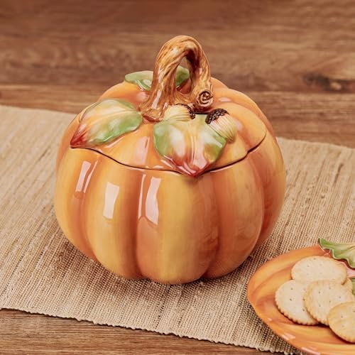 Fitz and Floyd Fall Harvest 8-Inch Pumpkin Cookie Jar - Image 3