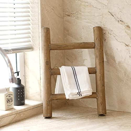 FUIN Tea Towel Ladder, Mini Rustic Solid Wood Decorative Ladder, Brown - Image 5