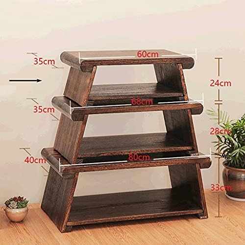End Table, Coffee with Storage Shelf, 2-Tier Retro Japanese Tea - Image 3