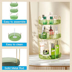 360 Rotating Makeup Organizer - Large Capacity Spinning Perfume & Cosmetic Skincare Holder for Vanity & Countertop (Gem Green, 3 Tier) - Image 4