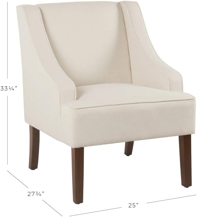 Homepop Upholstered Classic Swoop Arm Accent Chair Home Décor, Warm Ivory - Image 3