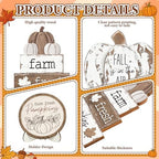 Maitys 21 Pcs Fall Tiered Tray Decor Set, Rustic Farmhouse Thanksgiving Whitewashed Wooden Signs Gnome Truck Pumpkin Wood Bead Garland Vintage Table Centerpieces Autumn Harvest Home Kitchen Decor - Image 4