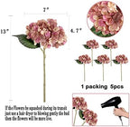 6Pcs 13" Dusty Pink Silk Hydrangea Artificial Flowers - Image 2