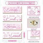 4 Pcs Pink Coastal Wall Decor, Positive Affirmations Wall Art Decor, Inspirational Wooden Signs, Beach Boho Bow Wall Art Hanging Plaques, Perfect for Girls Bedroom, Bathroom, Living Room - Image 2