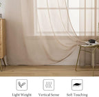 MIULEE 2 Panels Sheer Curtains for Living Room 54 X 72 Inches Brown | Window - Image 4