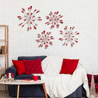 Hicarer 4 Pcs Starburst Wall Decor, Bling Metal Wall Art, Red - Image 5